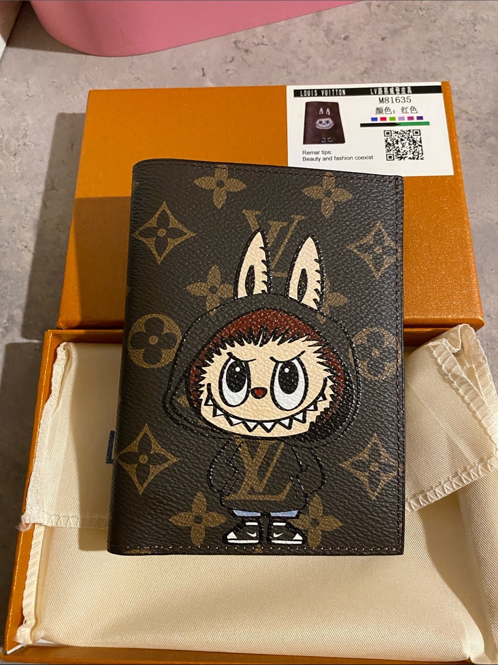 Labubu Brown Monogram Fashion Passport Wallet